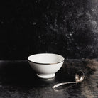 Silver Rim Cafe Bowl w/ Silver Serving Spoon - elsie green - The French Kitchen
