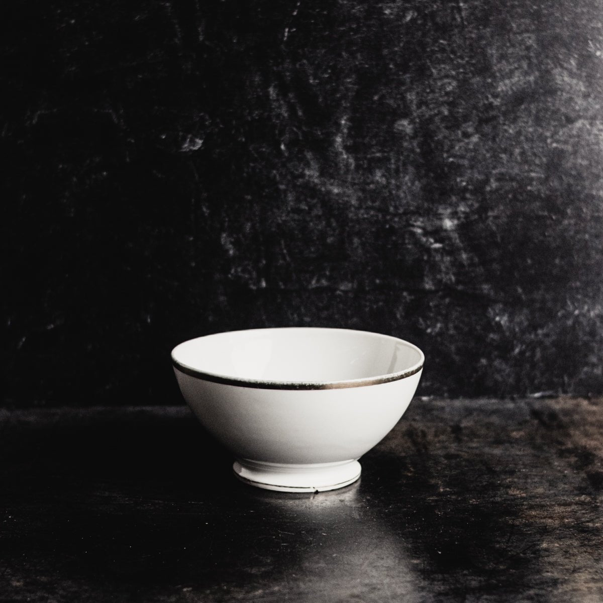 Silver Rim Cafe Bowl w/ Silver Serving Spoon - elsie green - The French Kitchen