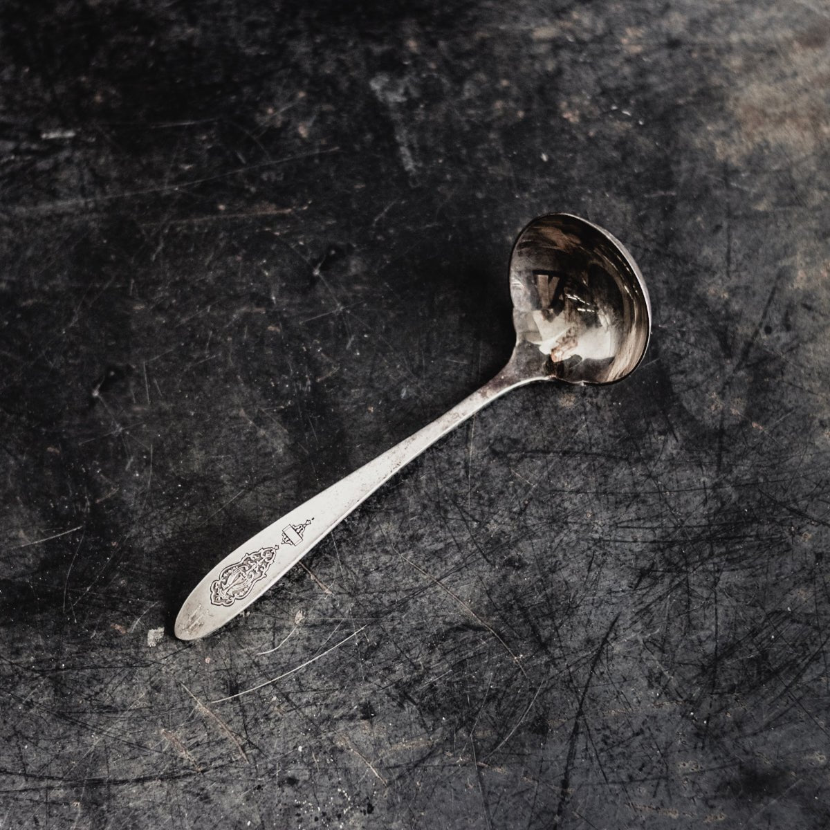 Silver Rim Cafe Bowl w/ Silver Serving Spoon - elsie green - The French Kitchen