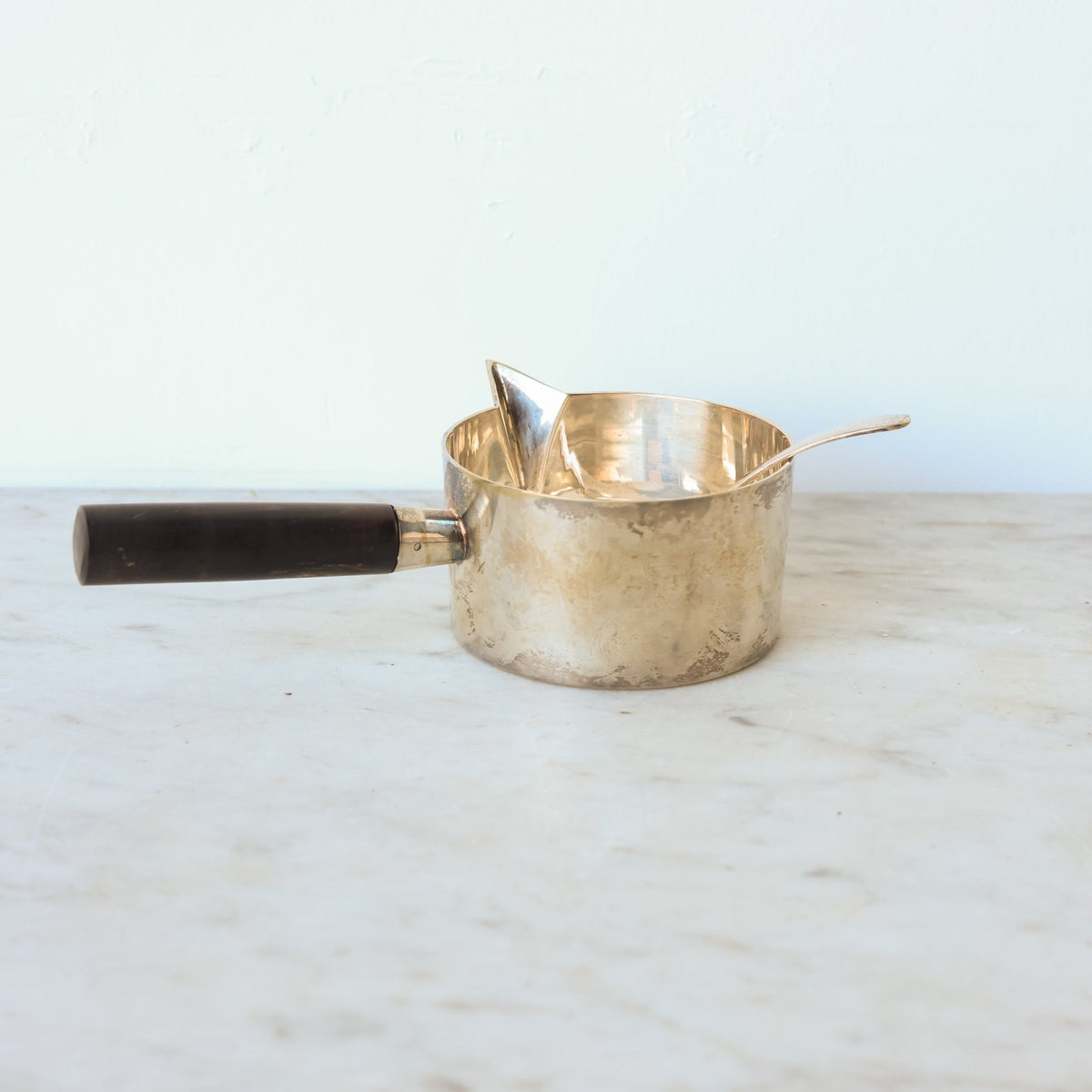 Silver Sauce Warmer with Silver Spoon - elsie green - the french kitchen