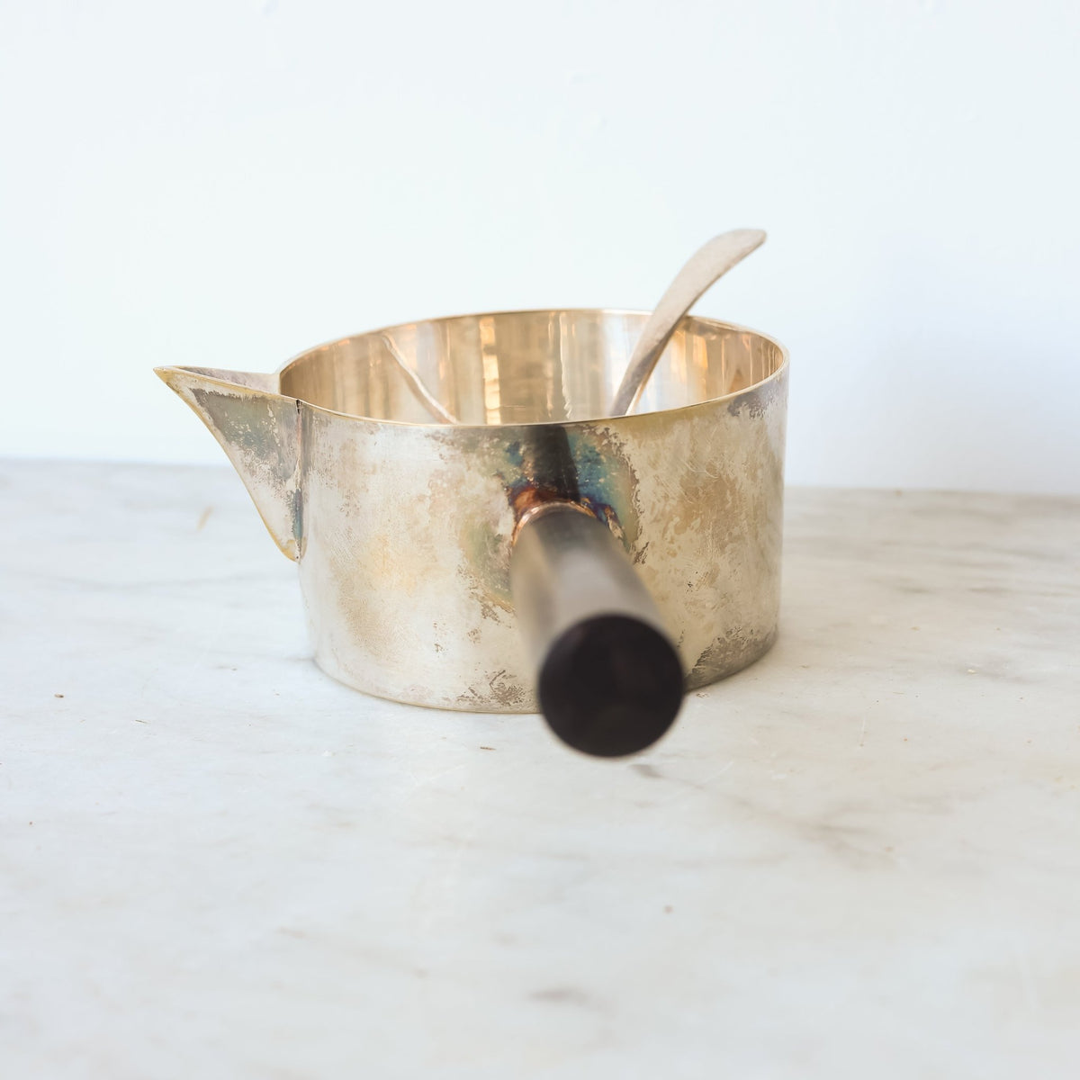 Silver Sauce Warmer with Silver Spoon - elsie green - the french kitchen