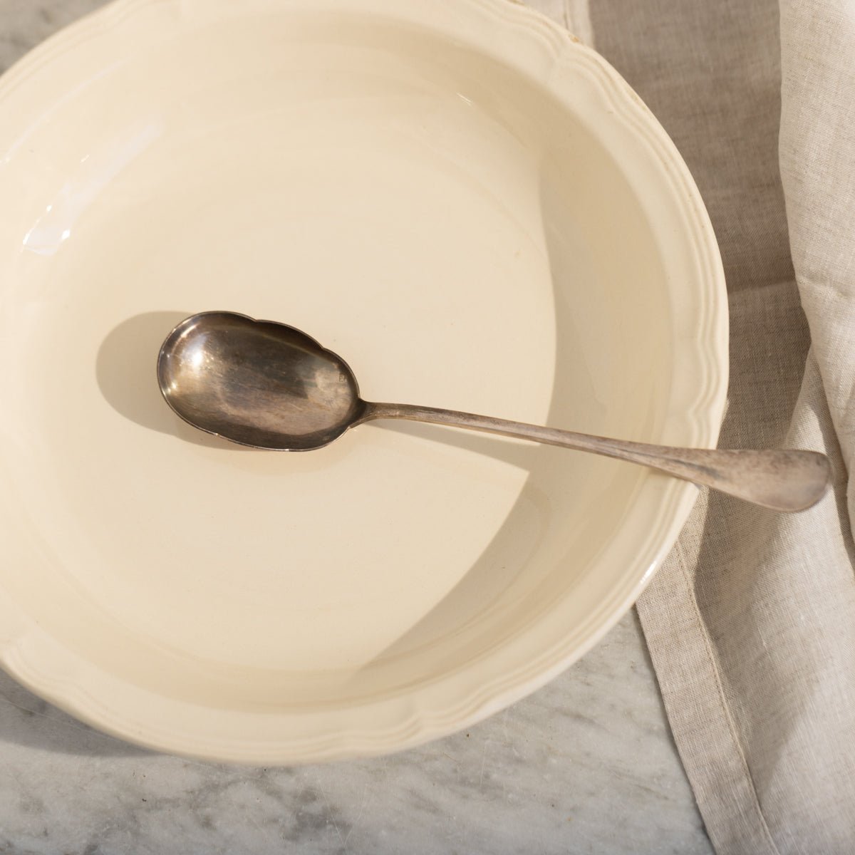 Silver Serving Spoon & Ironstone Serving Bowl | The Patrick Orbe Collection - elsie green - the french kitchen