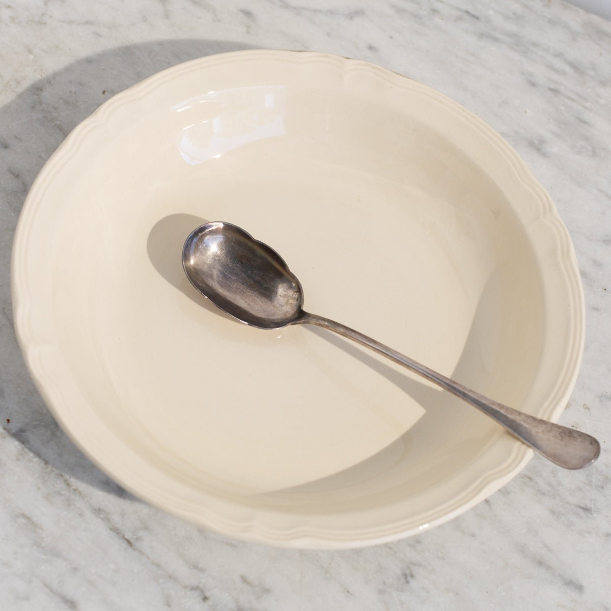 Silver Serving Spoon & Ironstone Serving Bowl | The Patrick Orbe Collection - elsie green - the french kitchen