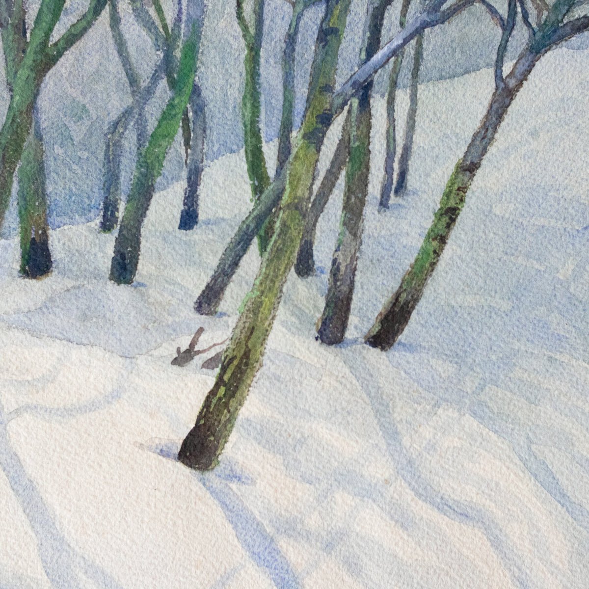 Snowy Landscape Watercolor Painting - elsie green - art