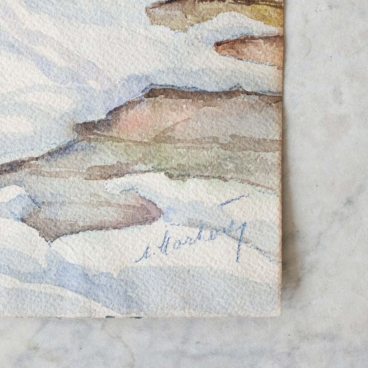 Snowy Landscape Watercolor Painting - elsie green - art