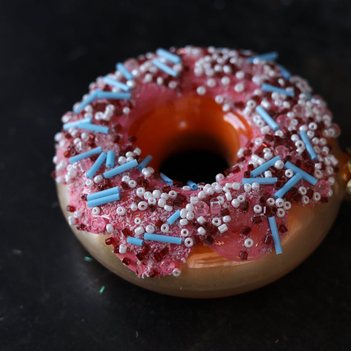 Sprinkle Donut Blown Glass Ornament - elsie green - decor