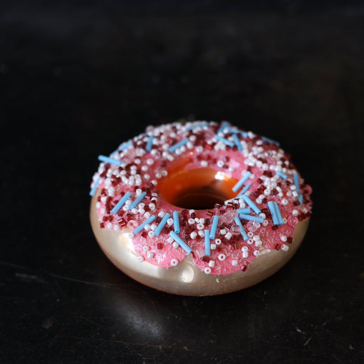 Sprinkle Donut Blown Glass Ornament - elsie green - decor