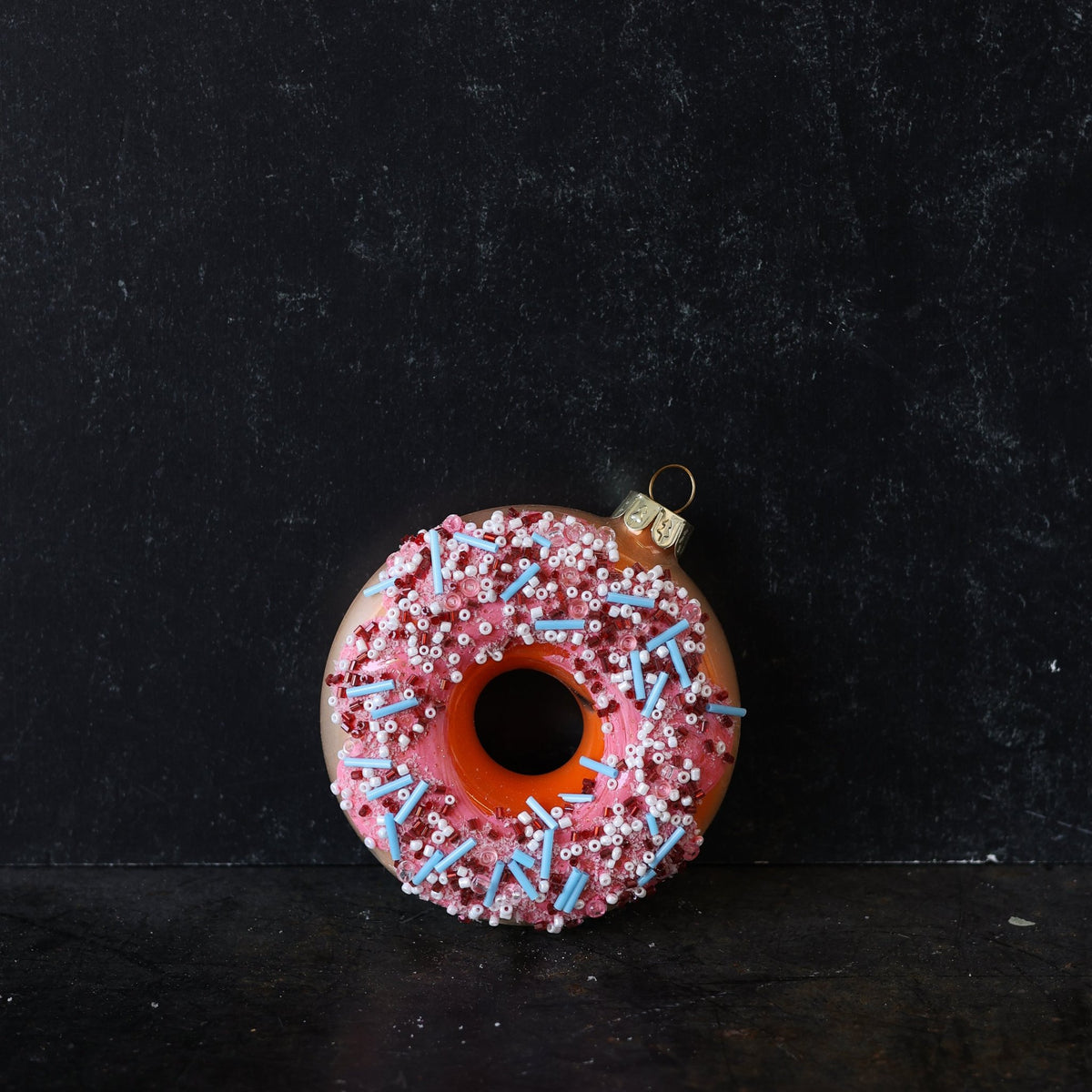 Sprinkle Donut Blown Glass Ornament - elsie green - decor