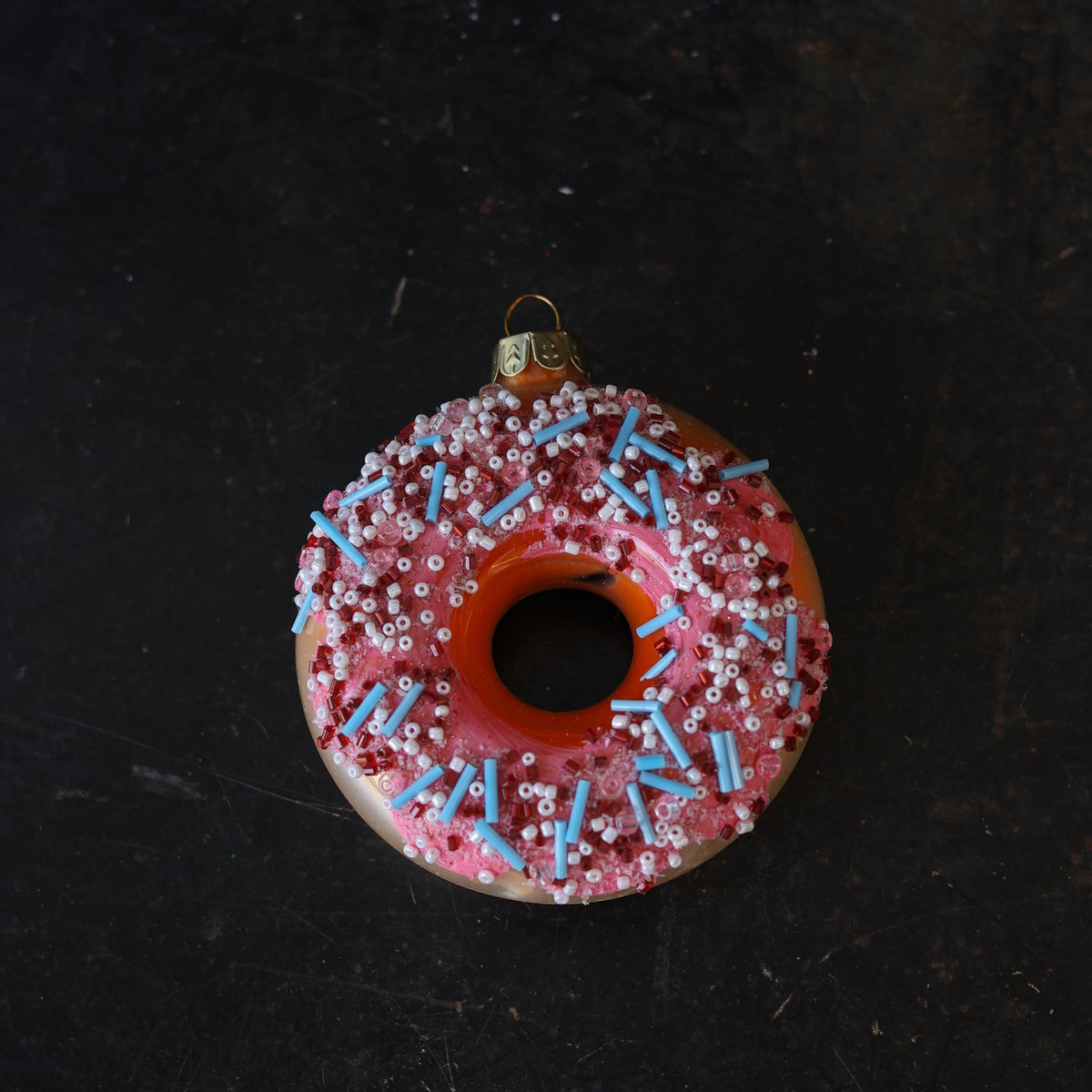 Sprinkle Donut Blown Glass Ornament - elsie green - decor