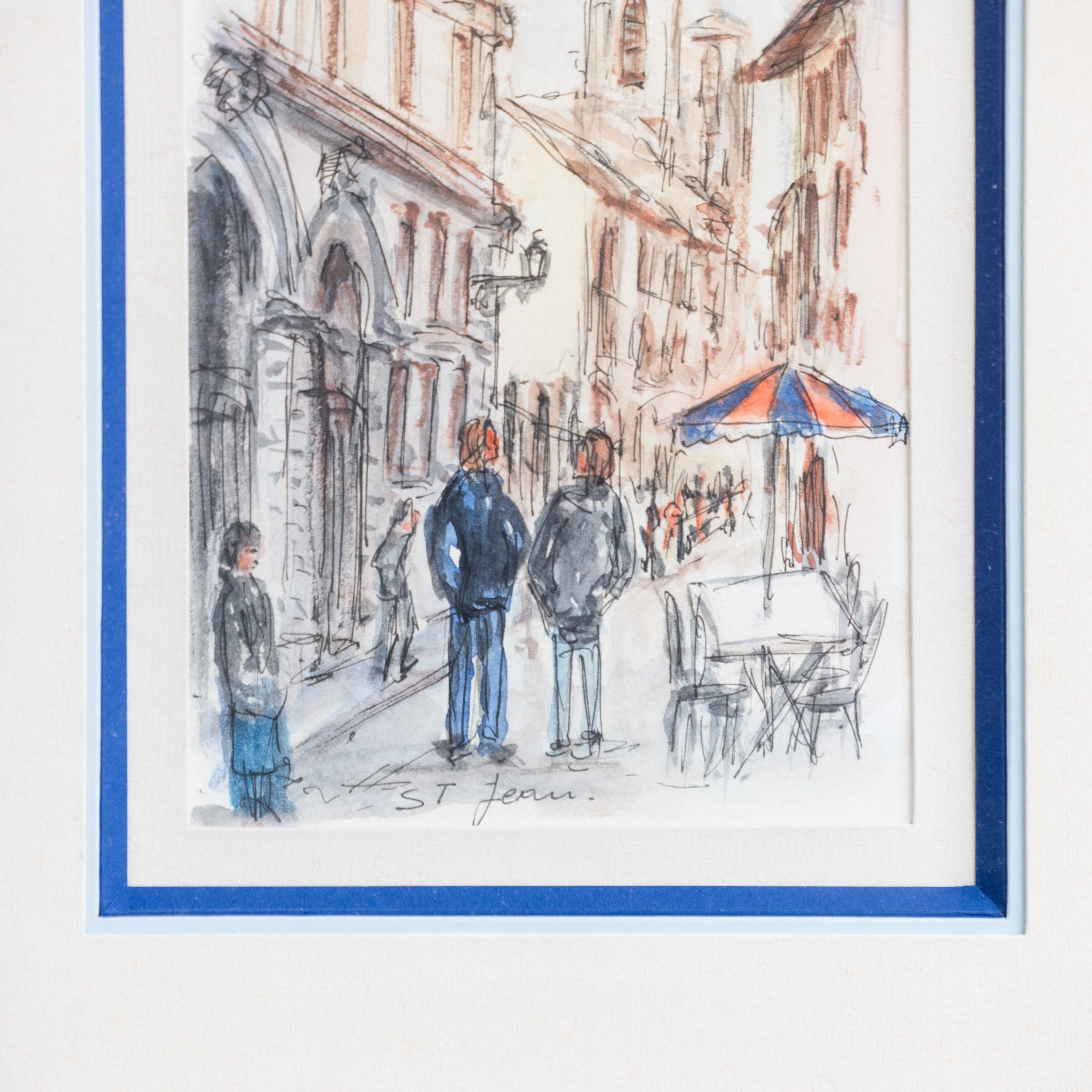 St. Jean Cafe Pen and Ink Drawing - elsie green - art