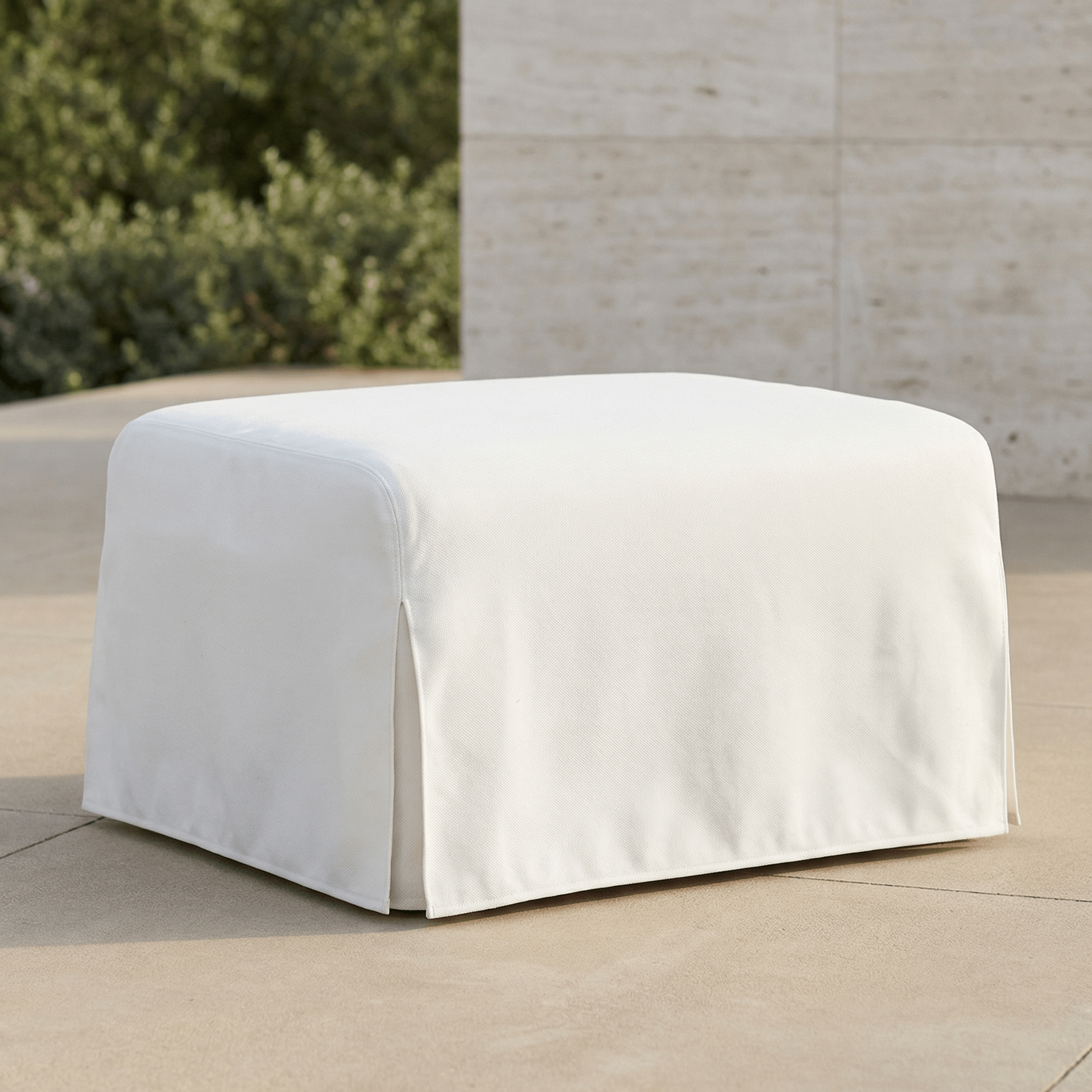 St. Tropez Outdoor Slipcovered Ottoman - elsie green - furniture