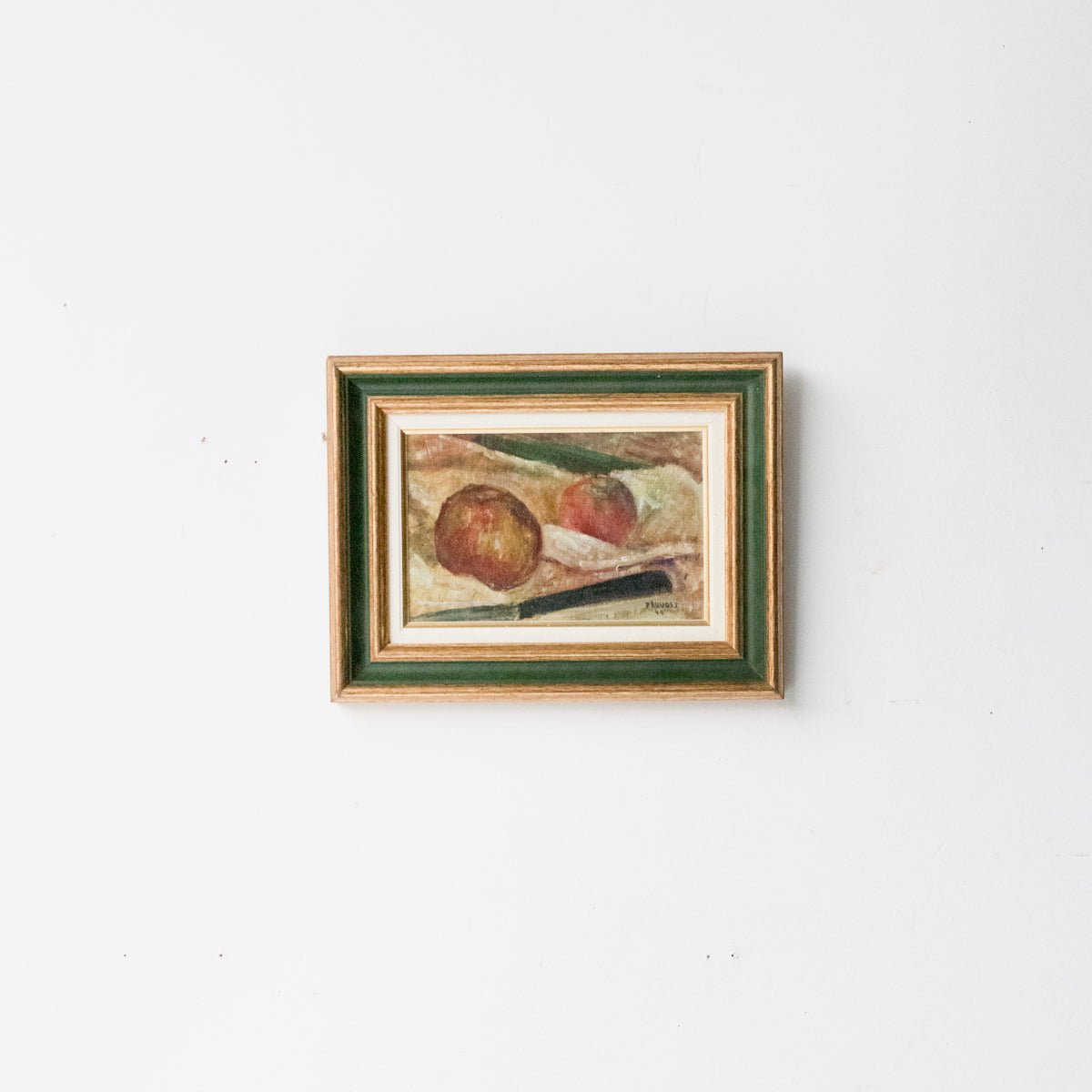 Still Life With Apple Oil Painting | Dated 1944 - elsie green - Art