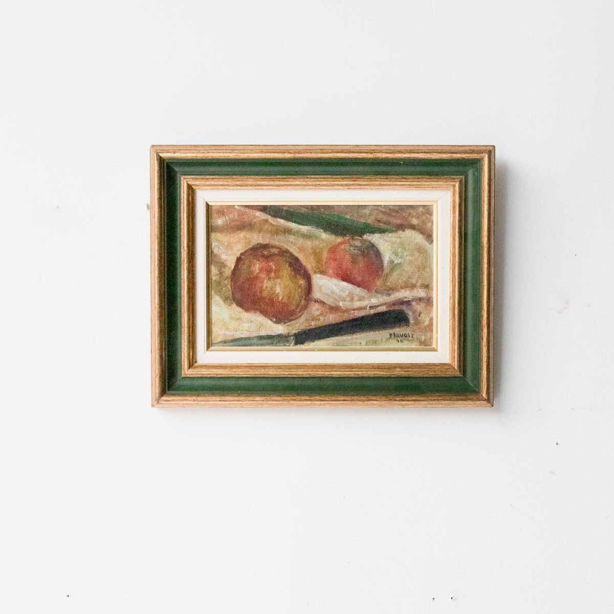 Still Life With Apple Oil Painting | Dated 1944 - elsie green - Art