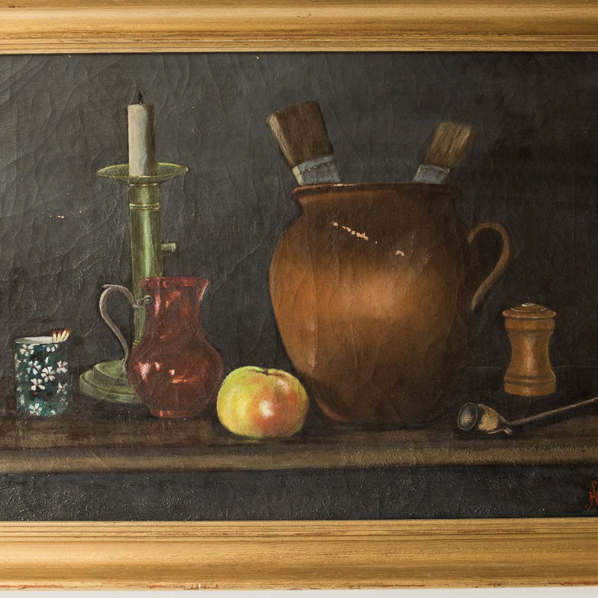 Still Life With Candlelight Oil Painting - elsie green - Art