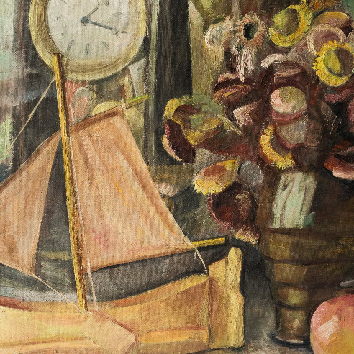 Still Life With Clock Oil Painting - elsie green - Art