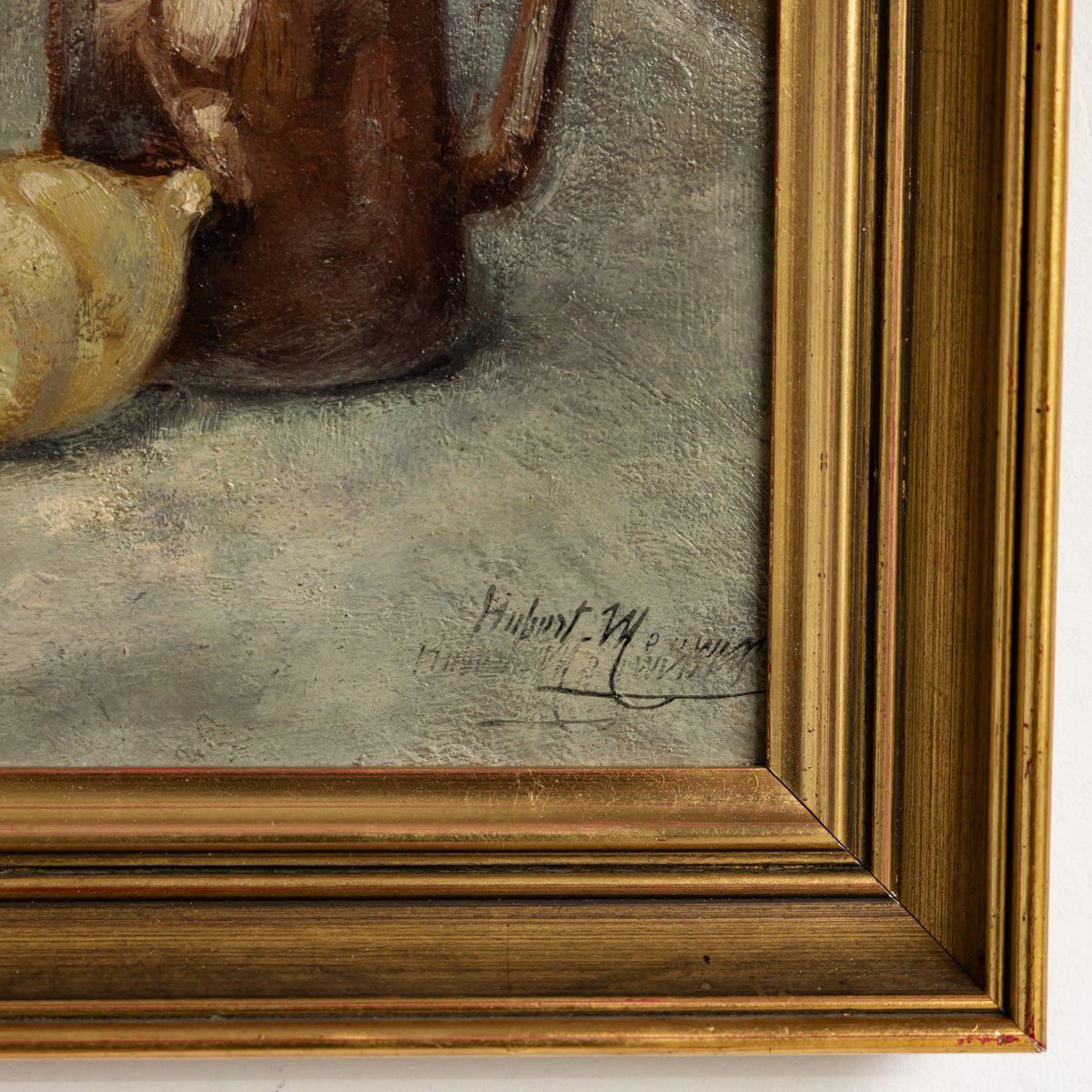 Still Life with Grapes and Pears Oil Painting | Landscape on Verso - elsie green - art