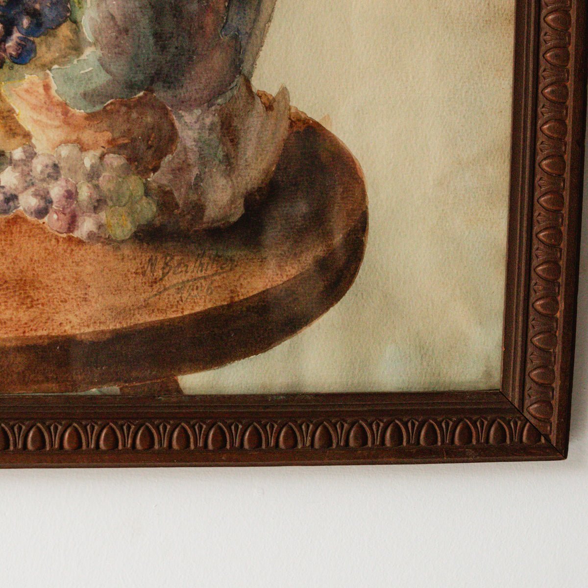 Still Life with Grapes and Pears Watercolor Painting - elsie green - art