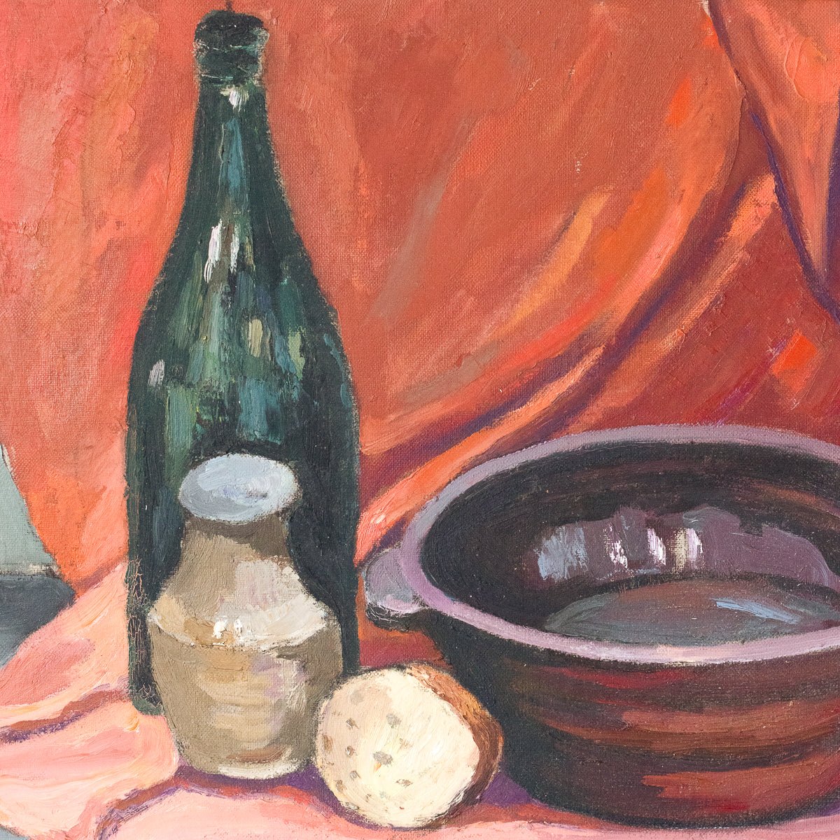 Still Life With Red Drape Oil Painting - elsie green - Art
