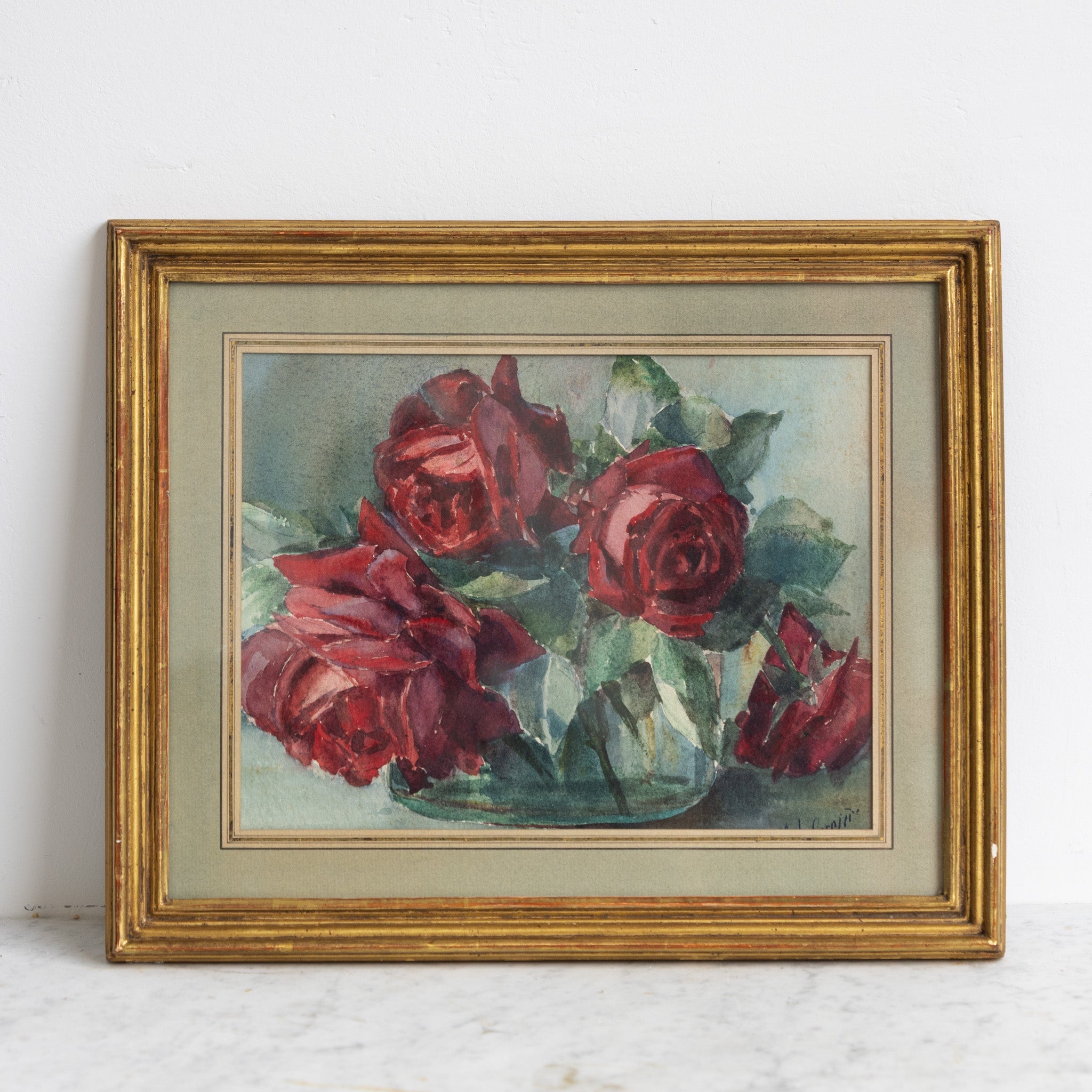 Still Life with Roses Watercolor Painting - elsie green - art