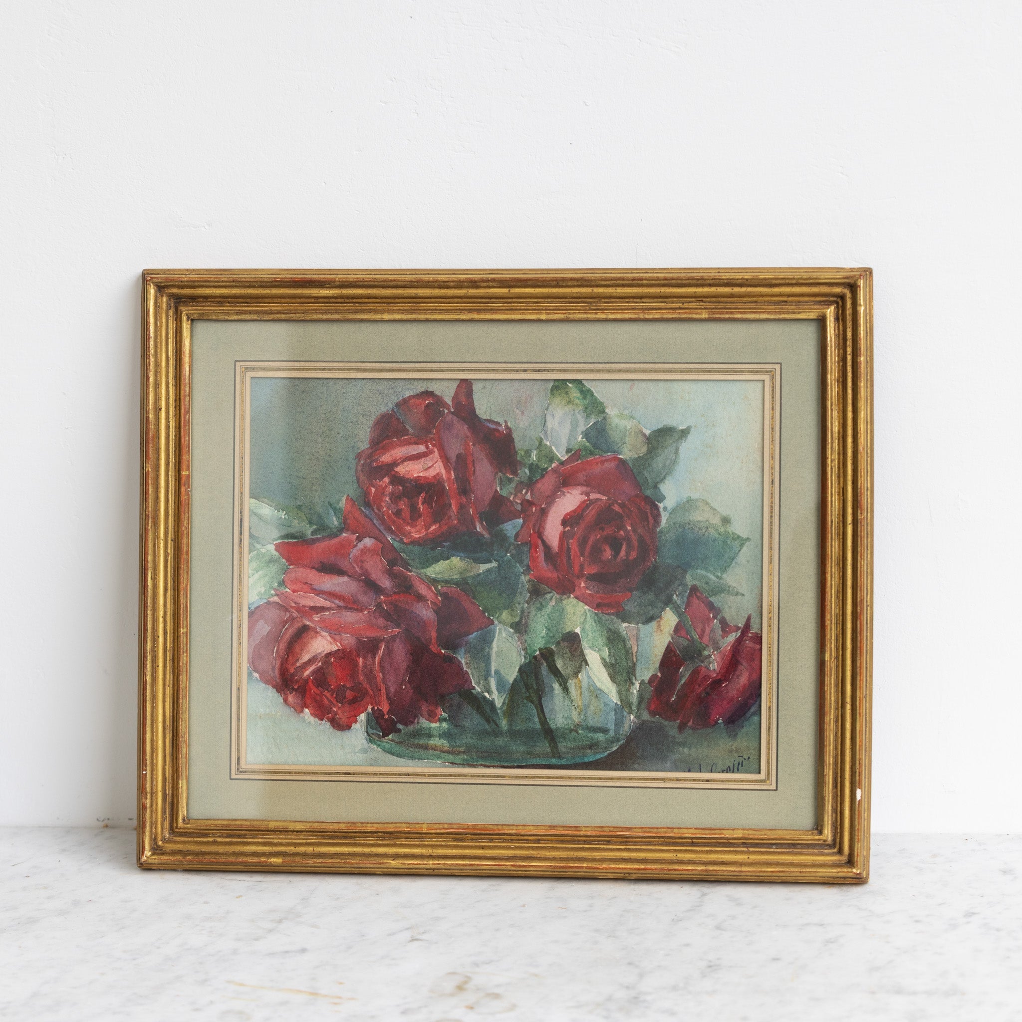 Still Life with Roses Watercolor Painting - elsie green - art