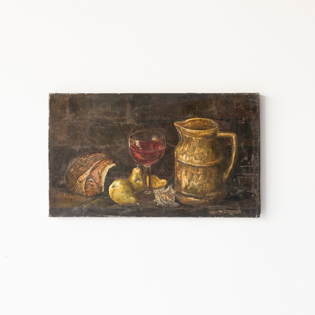 Still Life With Wine And Pears Oil Painting - elsie green - Art