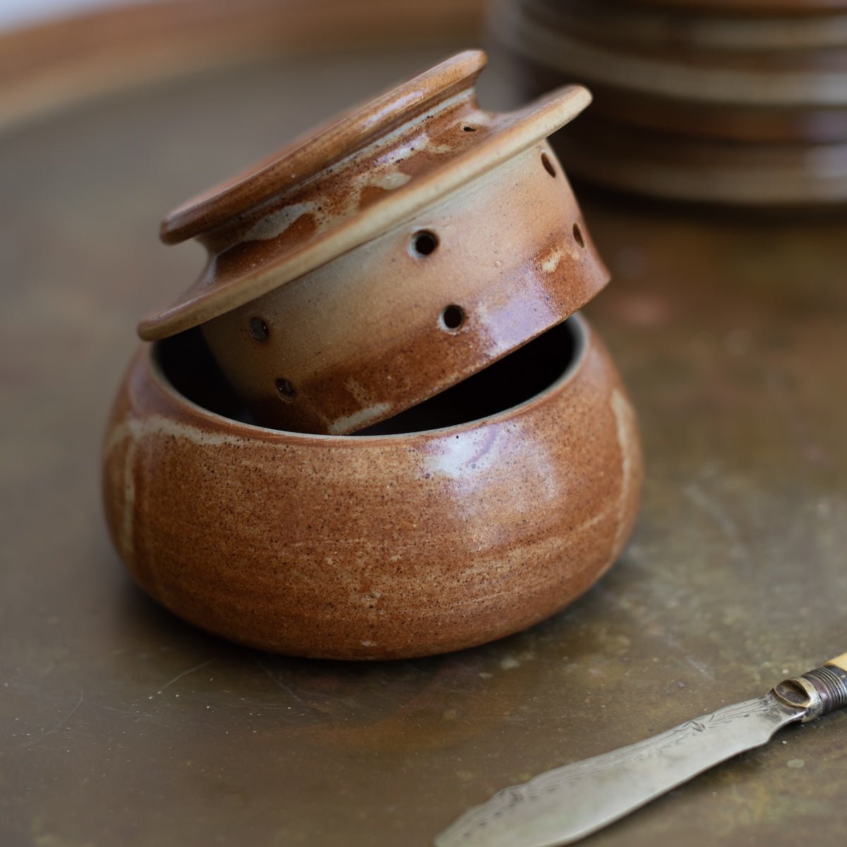 Stoneware Butter Keeper | Signed by Artist - elsie green - the french kitchen
