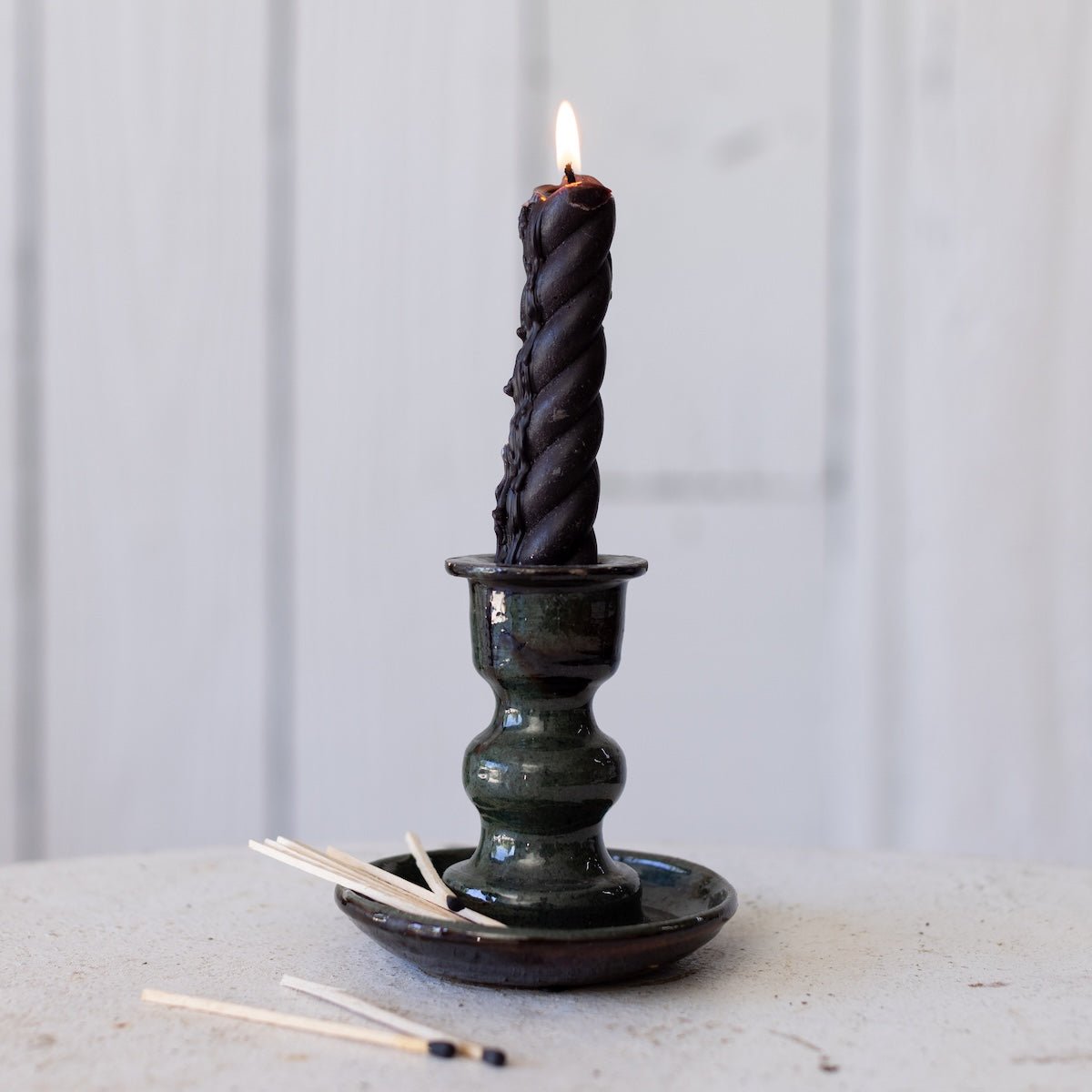 Stoneware Candlestick - elsie green - decor