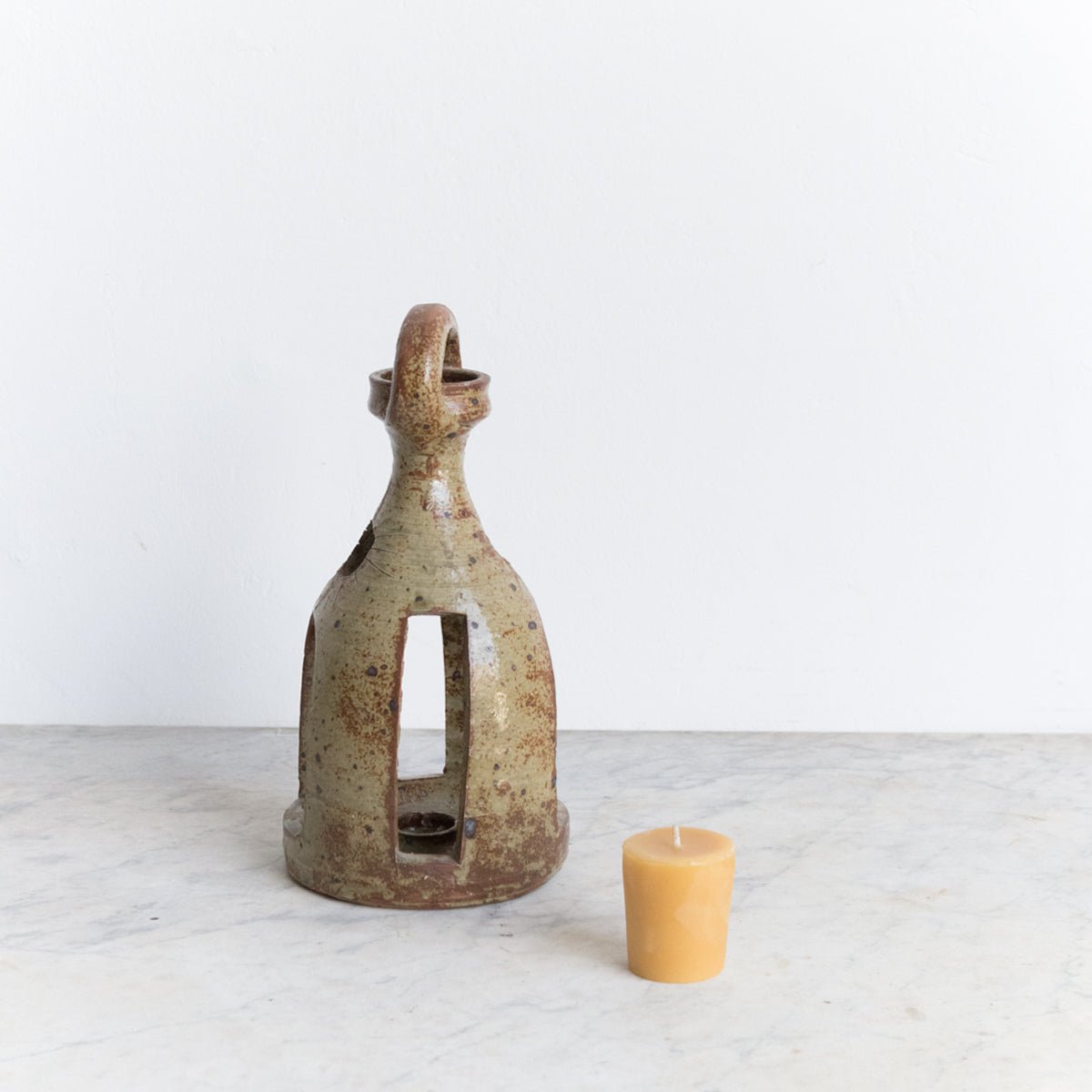 Stoneware Candlestick with Beeswax Votive - elsie green - decor