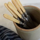 Stoneware Crock & Bone Knife Set of 6 - elsie green - the french kitchen
