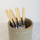 Stoneware Crock & Bone Knife Set of 6 - elsie green - the french kitchen