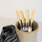 Stoneware Crock & Bone Knife Set of 6 - elsie green - the french kitchen