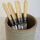Stoneware Crock & Bone Knife Set of 6 - elsie green - the french kitchen