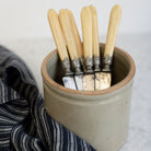 Stoneware Crock & Bone Knife Set of 6 - elsie green - the french kitchen