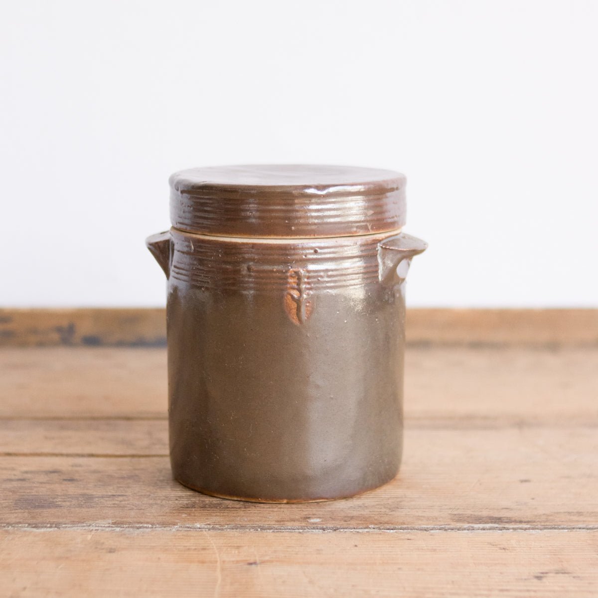 Stoneware Crock With Lid | Brown - elsie green - The French Kitchen