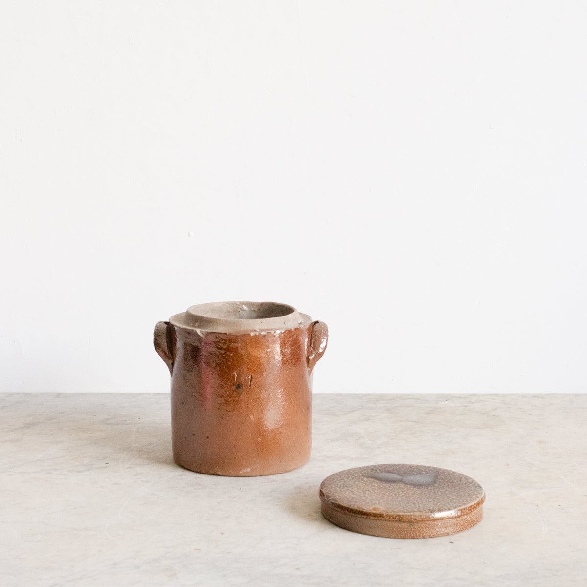 Stoneware Crock With Lid | Brown - elsie green - The French Kitchen