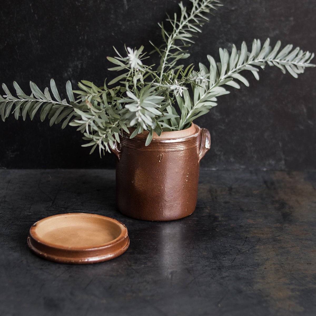 Stoneware Crock With Lid | Brown - elsie green - The French Kitchen
