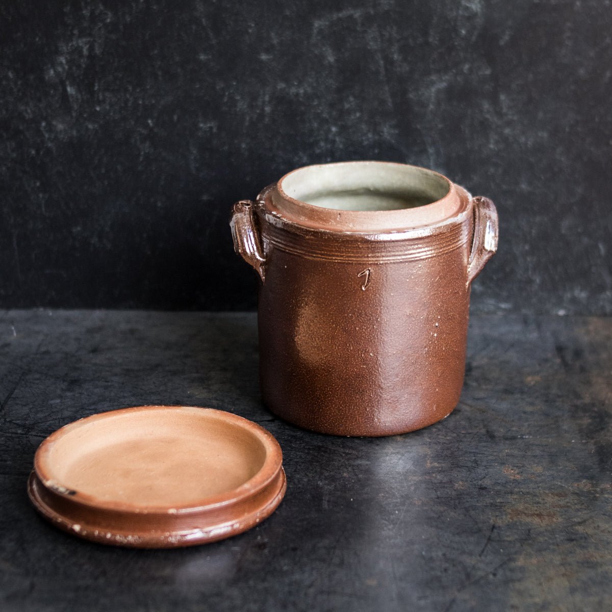 Stoneware Crock With Lid | Brown - elsie green - The French Kitchen