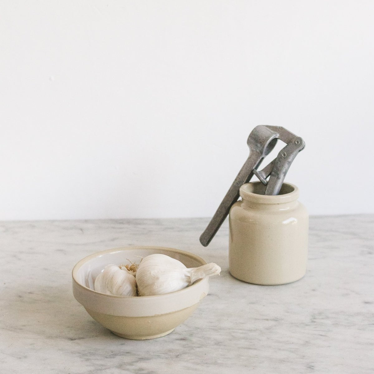Stoneware Mustard Pot and Petite Digoin Mixing Bowl - elsie green - the french kitchen