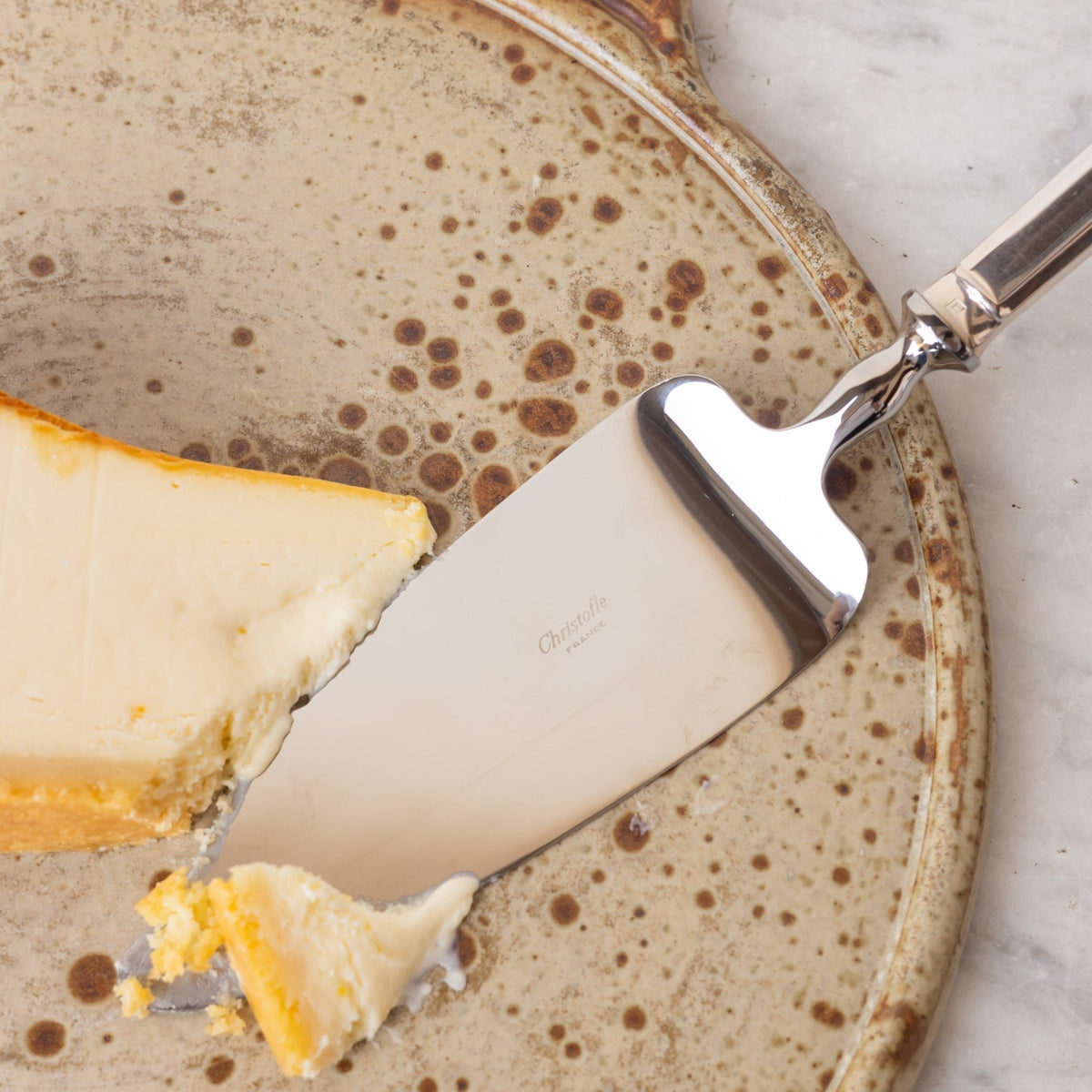 Stoneware Platter with Christofle Pie Server - elsie green - the french kitchen