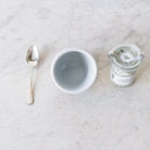Stoneware Salt Cellar with Flavored Salt & Silver Spoon - elsie green - the french kitchen