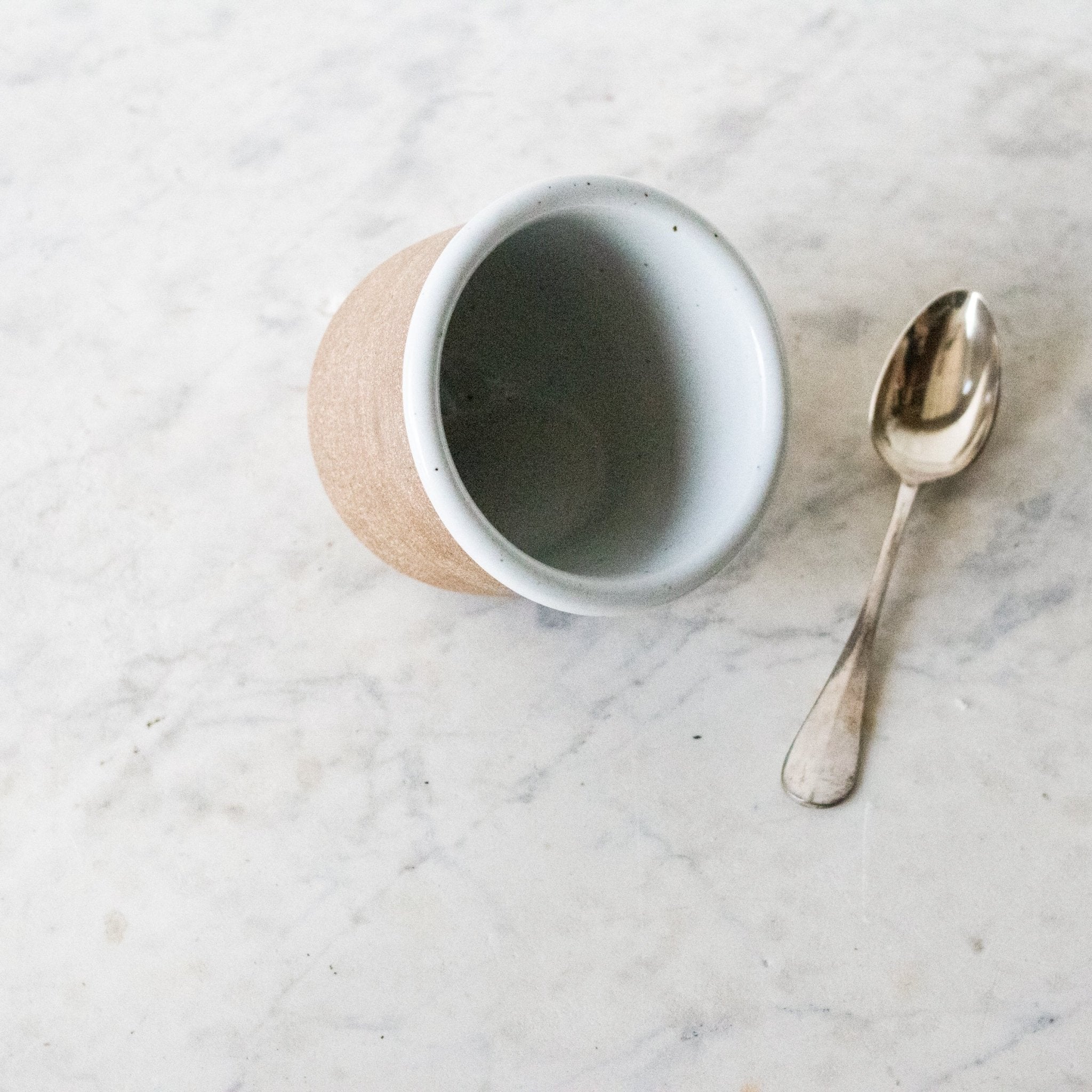 Stoneware Salt Cellar with Flavored Salt & Silver Spoon - elsie green - the french kitchen