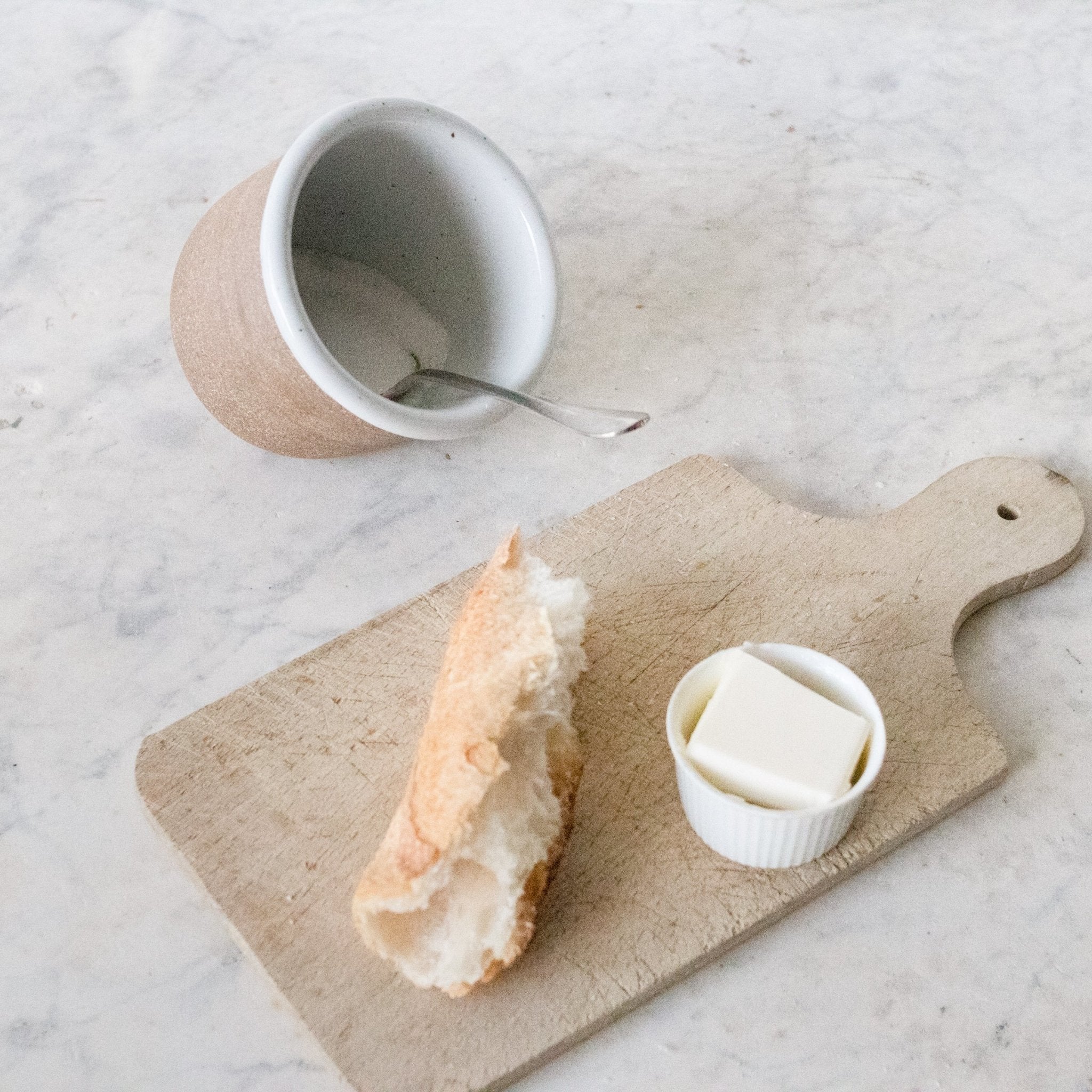 Stoneware Salt Cellar with Flavored Salt & Silver Spoon - elsie green - the french kitchen