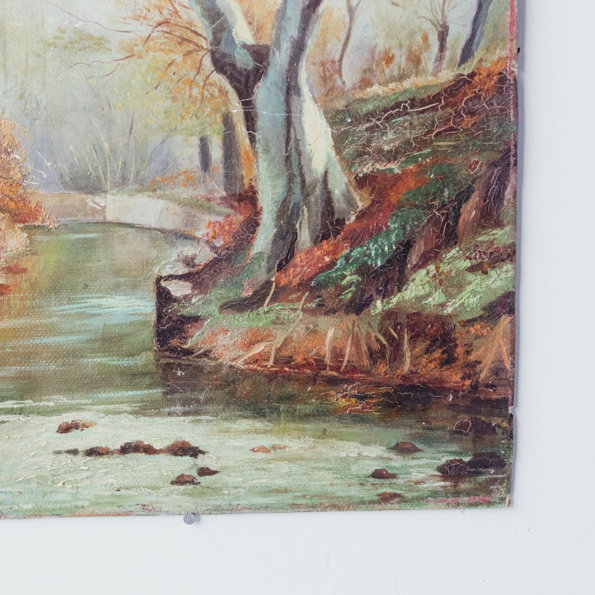 Stream with Lone Tree Oil Painting | Dated 1916 - elsie green - art