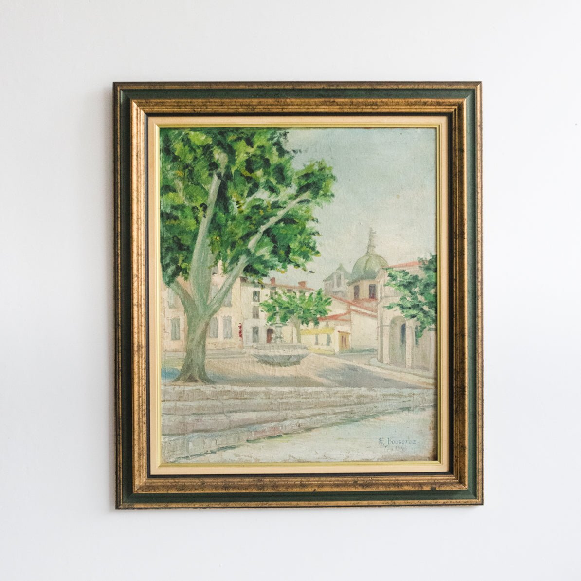 Street Scene With Pastel Buildings Oil Painting | Dated 1946 - elsie green - art
