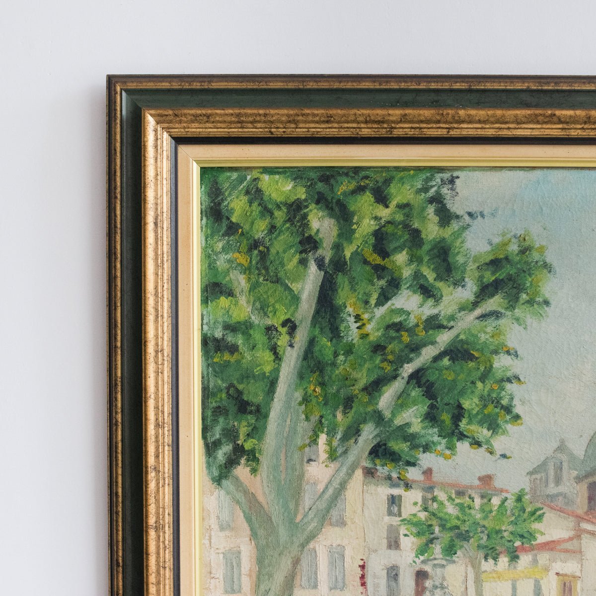 Street Scene With Pastel Buildings Oil Painting | Dated 1946 - elsie green - art