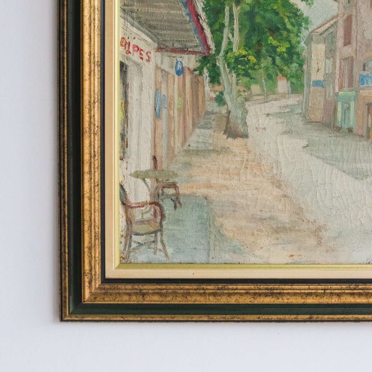 Street Scene with Pastel Buildings Oil Painting No. 2 | Dated 1946 - elsie green - art