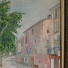 Street Scene with Pastel Buildings Oil Painting No. 2 | Dated 1946 - elsie green - art