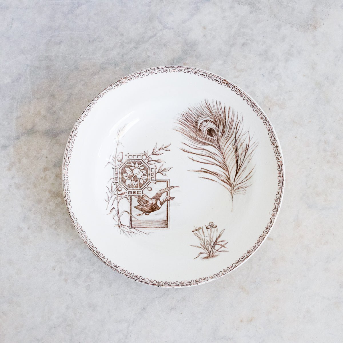 Succursale Transferware Bowls With Birds And Feathers Set Of 8 - elsie green - The French Kitchen