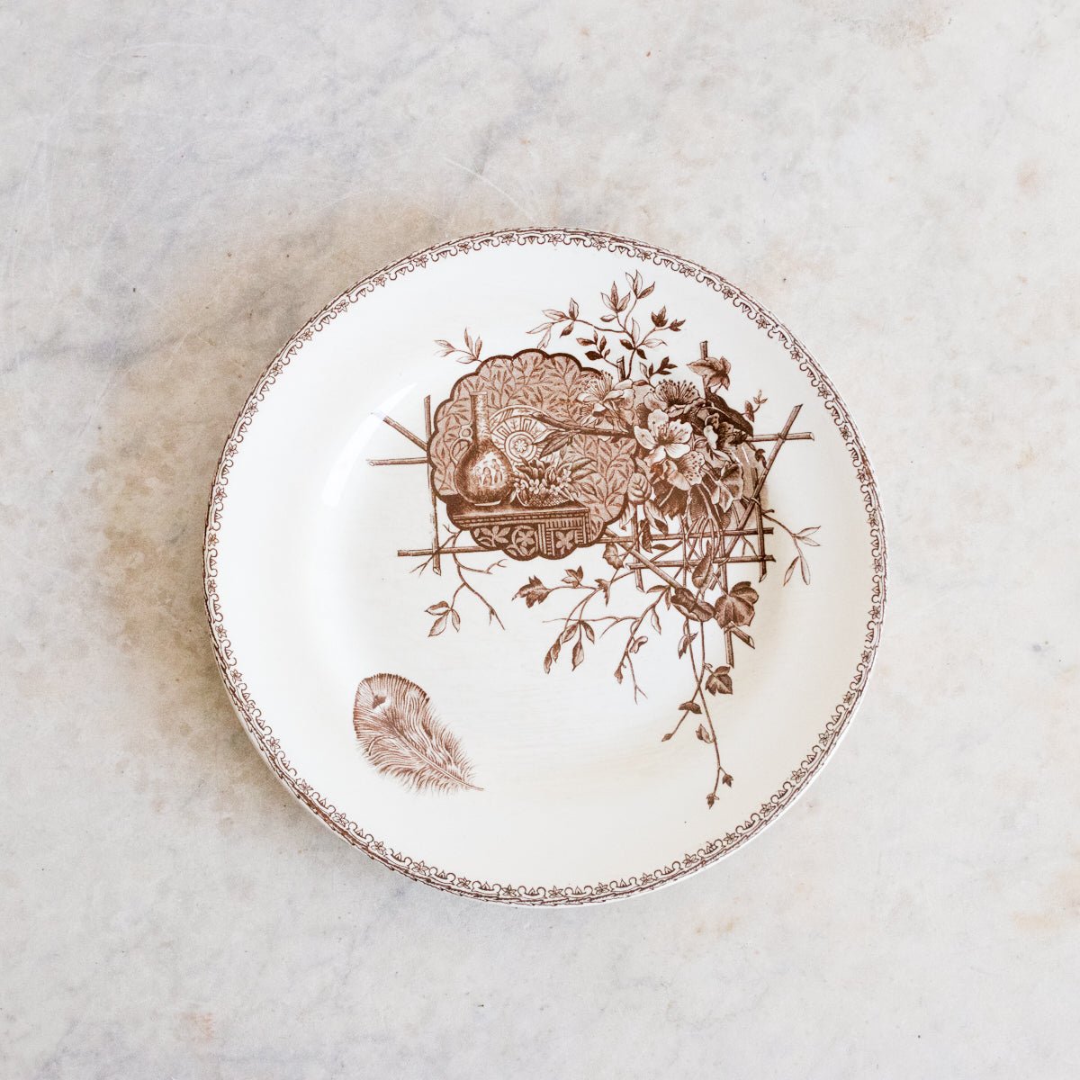 Succursale Transferware Plate With Birds And Feathers Set Of 4 - elsie green - The French Kitchen
