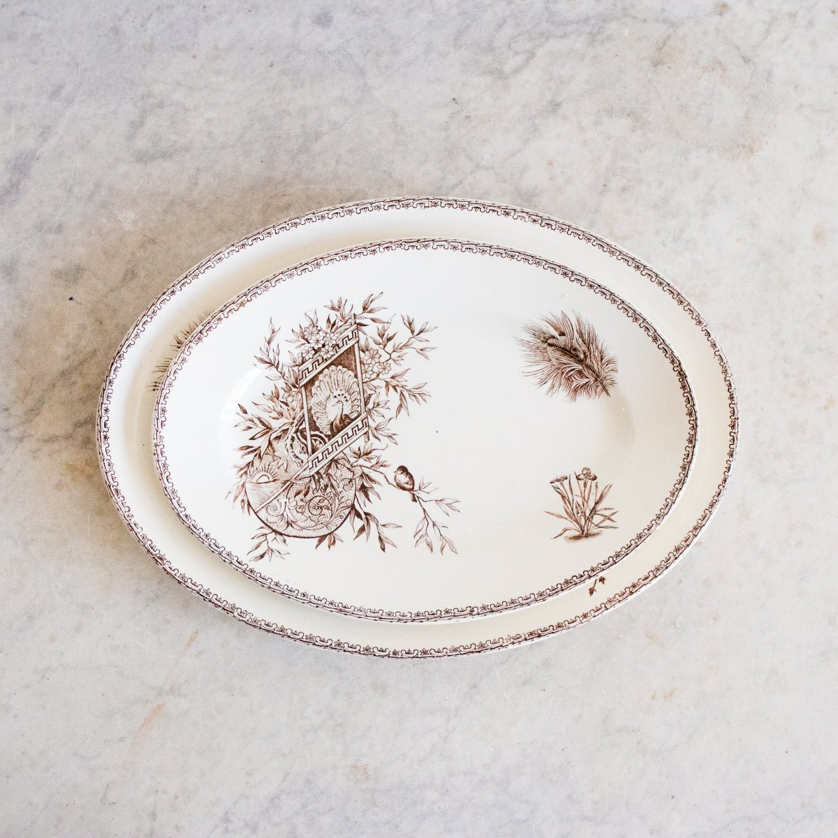 Succursale Transferware Platter With Birds & Feathers - elsie green - The French Kitchen